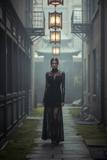 Lace long sleeve maxi dress for women